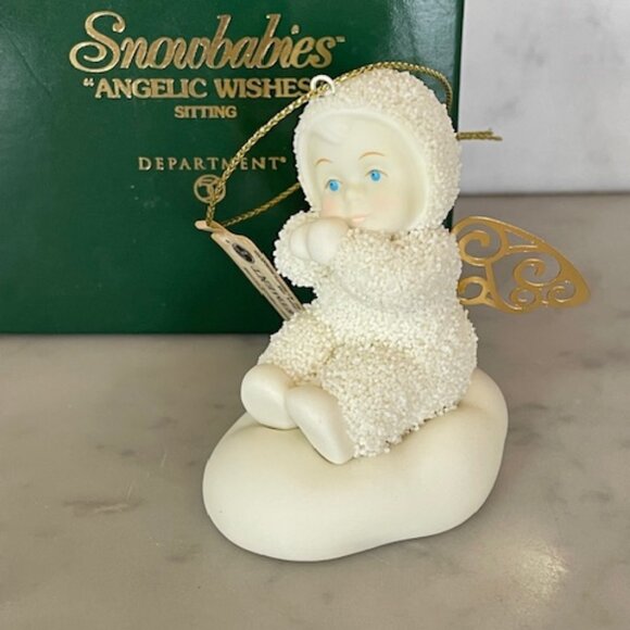 DEPARTMENT 56 Snowbabies Angelic Wishes Sitting Figurine Ornament IOB Vintage - Picture 1 of 16
